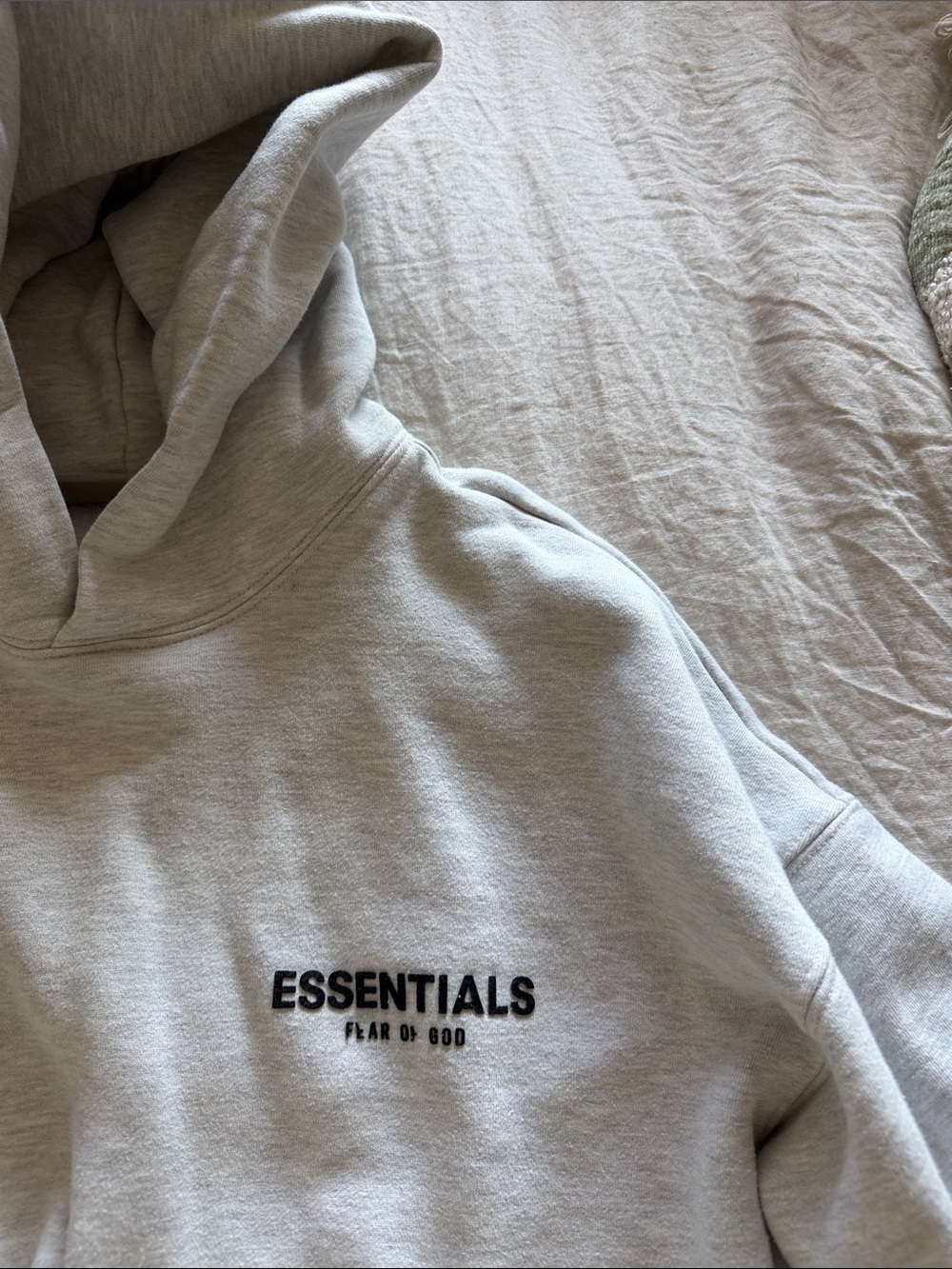 Essentials Light Gray Men's Pullover Hoodie with Chest Logo - Picture 2 of 6